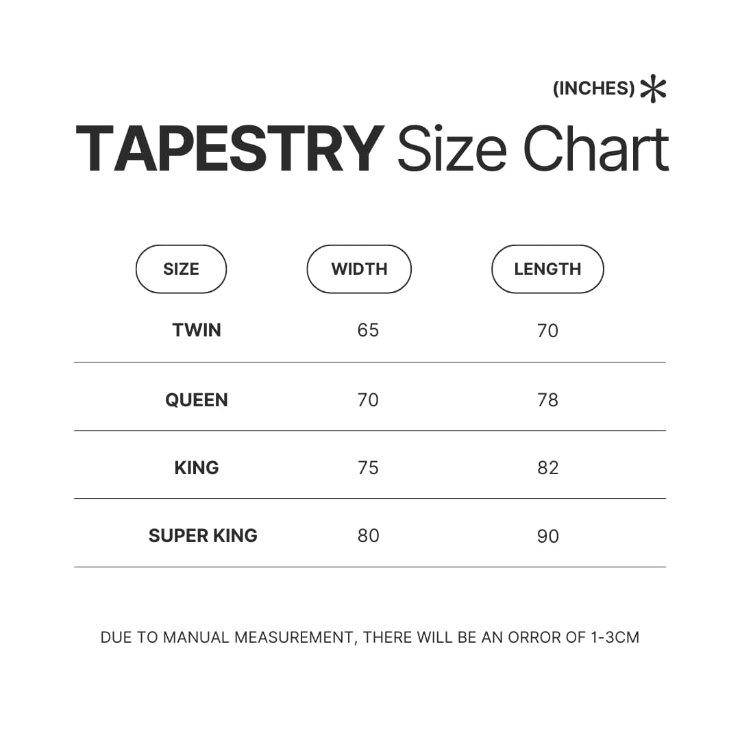 Tapestry Size Chart - Claymore Merch