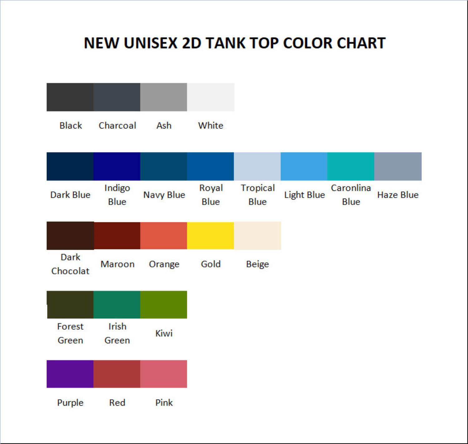 tank top color chart - Claymore Merch